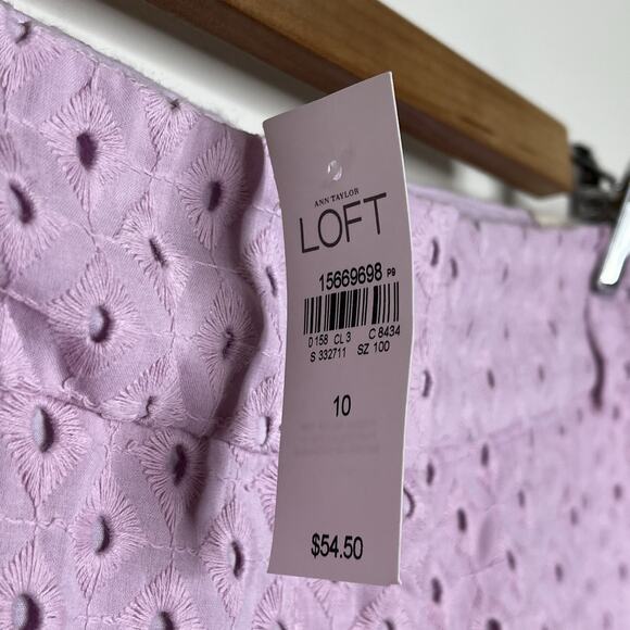 Loft Eyelet Shorts Lavender Womens 10 Cottagecore Fairy Romantic Twee Pastel - Picture 5 of 8